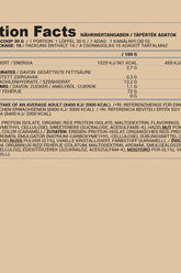 Nutriversum Pea & Rice Vegan Protein nutrition facts label with detailed ingredient information.